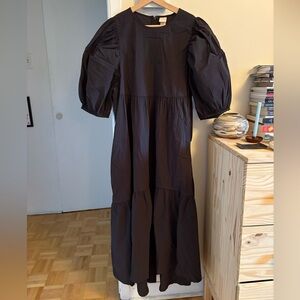 Black H&M Tiered Puff Sleeve Dress